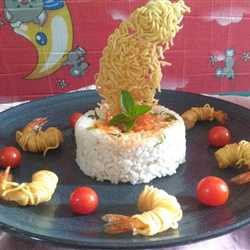 Udang Lilit Mie Dengan Nasi Jeruk